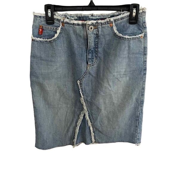 Y2K Vintage Low Rise Guess Jeans Fringe Skirt Size 27 100% Cotton Made in USA - Picture 1 of 11